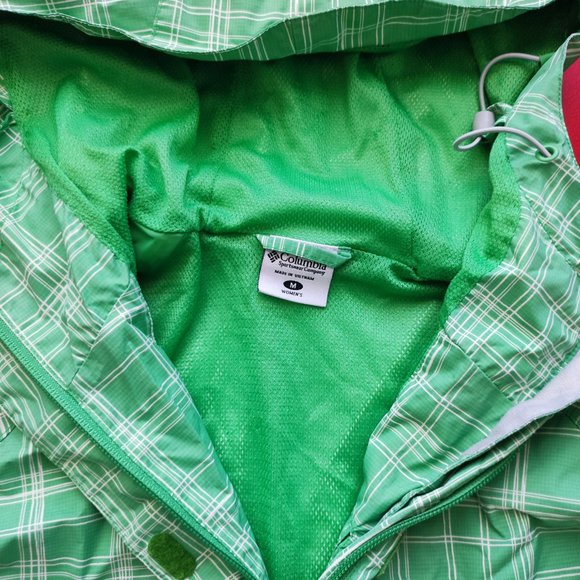 Columbia Omni-shield windbreaker light coat jacket green plaid women's size M - Picture 5 of 9